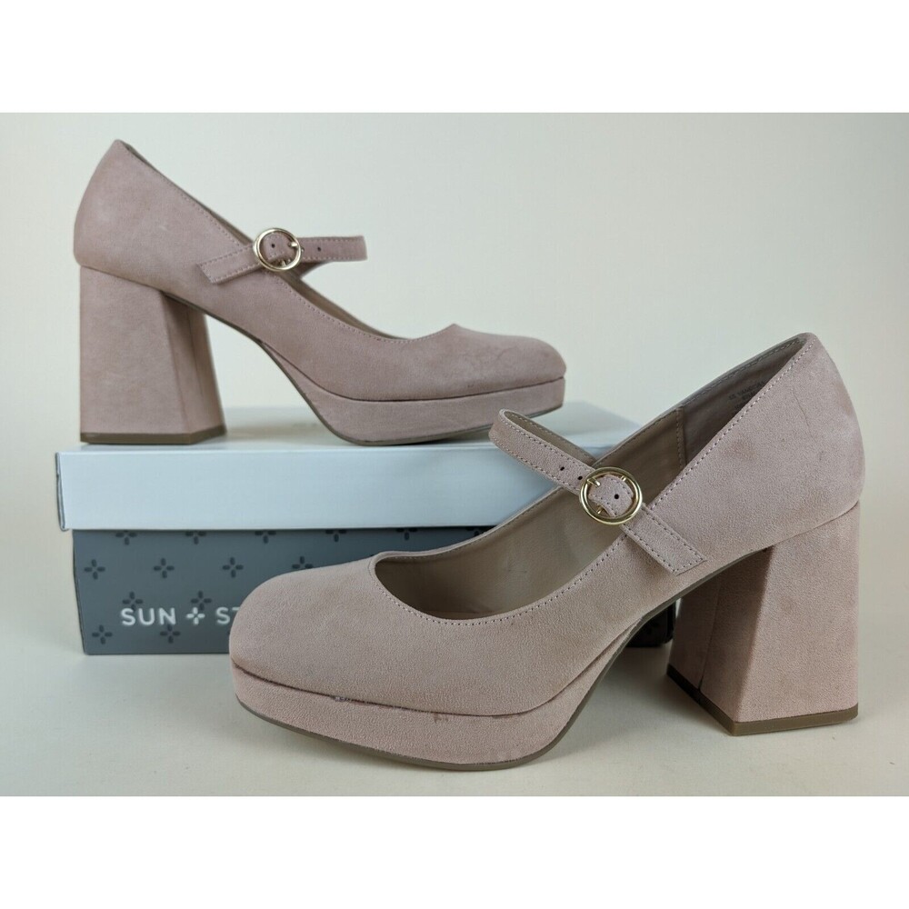 Sun Stone Vaneciaa Mary Jane Pumps Womens 9.5 Rose Pink Platform Heels Shoes NWB